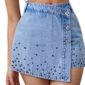 🎯Denim Embellished Skirt